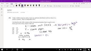 SOA Exam P Question 292  Ratio of Variance with and without deductible [upl. by Maharva]