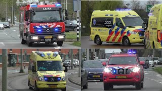 Versneller Brandweer Politie en Verschillende Ambulances met spoed door Den Haag [upl. by Akkire]