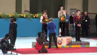 Stéphane Lambiel at the victory ceremony men at NHT 2011 in Oberstdorf [upl. by Ivar]