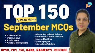 September 2024 TOP 150 MCQs  Current Affairs Revision by Pooja Ma’am  August 2024 Current Affairs [upl. by Atiuqcir165]