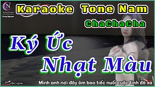 Karaoke  Ký Ức Nhạt Màu  Tone Nam  Chachacha [upl. by Ecnar]