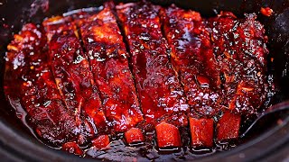 Slow Cooker Honey Garlic Ribs  Easy Fall Off The Bone Ribs Recipe [upl. by Nessej460]