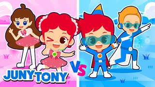 💗💙 Pink vs Blue Song More Kids Songs  Princess Songs  Cartoon  JunyTony [upl. by Scharf]