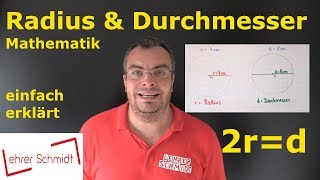 Radius und Durchmesser  Kreis  Mathematik  einfach erklärt  Lehrerschmidt [upl. by Attekram]