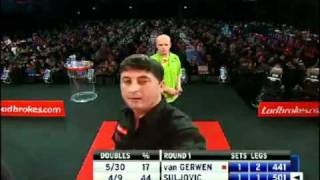 2011 PDC  WDC van Gerwen vs Suljovic 3  4 [upl. by Sauer]