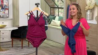 Jantzen Surplice Neck Strappy Back OnePiece Swimsuit on QVC [upl. by Nnayd]