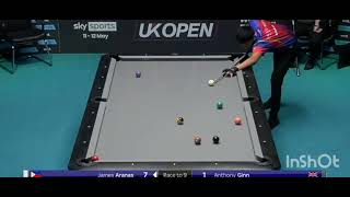 James Aranas Getting shape off a ball hanging deep in corner pocket UK Open 2024 [upl. by Rohclem841]