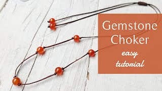 How to Make a Gemstone Choker Necklace  Sliding Knots Tutorial  DIY Dainty Macrame Gemstone Choker [upl. by Dur]