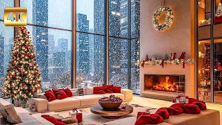 Snowy Fireplace in Winter City  Cozy Ambience for Deep Sleep amp Stress Relief [upl. by Bred]