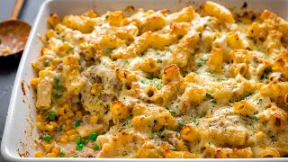 Easy Creamy Tuna Pasta Bake  Super Comfort Food [upl. by Rowena861]