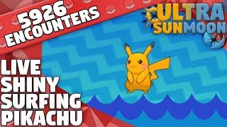 LIVE SHINY Surfing Pikachu  Pokemon Ultra Sun amp Moon 5926 SRs [upl. by Yarled]