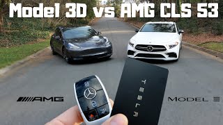 Head 2 Head I Tesla Model 3 vs Mercedes AMG CLS 53 I Quarter Mile  Çeyrek Mil Hız Test Sürüşü [upl. by Aduh49]