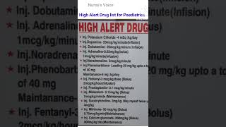 ll Pediatric high alert drug list llNursesvoiceD medicine norcet aims ednurse nursingmcq [upl. by Duaner]