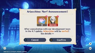 NEW UPDATE ARLECCHINO WILL BE NERFED IN 47  About 5050 in Genshin and Honkai  Genshin Impact [upl. by Hoeve]