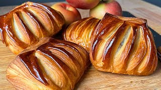 Recette des CHAUSSONS aux POMMES de boulanger avec la pâte à croissant [upl. by Trotter555]