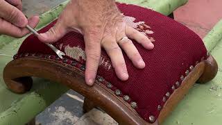 Upholstering An Antique Footstool [upl. by Karin]