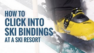 How To Click Into Ski Bindings At A Ski Resort [upl. by Anele]