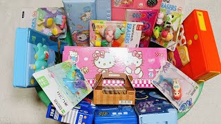 Jumbo pencil box collection Hello kitty art set kit stationery items collection stationery haul [upl. by Alleiram]