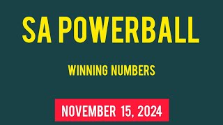 Sa Powerball Results Friday 15 November 2024  Powerball Plus Result [upl. by Reyam]