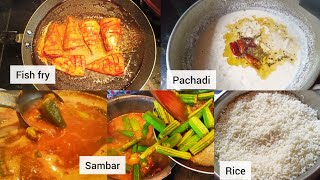 Sambar  Ayala Meen Fry  Pachadi  Ayala Curry Monday Special Dishes 4 Items  Kitchen World Nami [upl. by Reagen709]