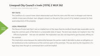 Case Law Contract terms implied in law Liverpool City Council v Irwin 1976 2 WLR 562 [upl. by Mel]