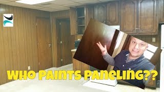 How to Paint UGLY BROWN PANELING [upl. by Namrehs]