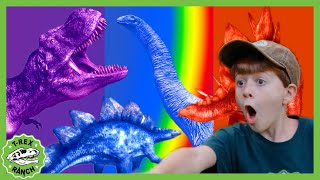 GIANT RAINBOW DINOSAURS and Secret Door  TRex Ranch Dinosaur Videos for Kids [upl. by Gwynne918]