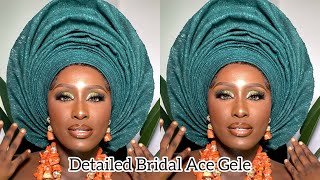 How To Tie Advanced Bridal Ace Gele beginner steps by step 2023 geletutorial [upl. by Ettenyl]