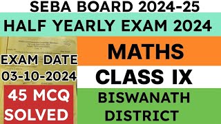 Class 9 Half Yearly Exam Question Paper 2024  General Maths  Biswanath District  seba solved mcq [upl. by Loughlin17]