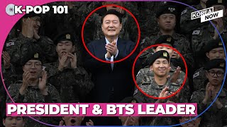 S Korean President Yoon visits BTS leader RMs military unit [upl. by Aened407]