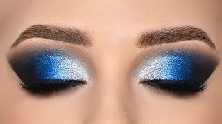 BLUE amp SILVER Smokey Eye Makeup Tutorial [upl. by Baggs366]