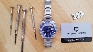 How to AdjustAdapt Steel Wrist Band Pagani PD1639 Submariner Wristwatch [upl. by Lessur]