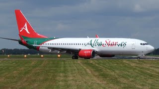 AlbaStar B737800 TakeOff from Norwich Airport  Heat Haze [upl. by Yakcm710]