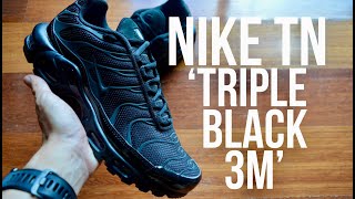 Nike Air Max Plus TN Tuned Triple Black Reflective 3M Unboxing  By L1M [upl. by Mmada319]