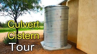 Culvert Cistern Tour  Rainwater Harvesting DIY [upl. by Heng640]