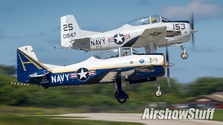 T28 Trojan Formation Takeoffs  Northern Illinois Airshow 2017 [upl. by Carey209]