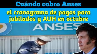 Cuándo cobro Anses el cronograma de pagos para jubilados y AUH en octubre [upl. by Kroo764]