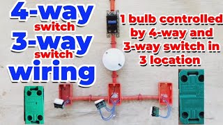 1 BULB CONTROLLED BY 4WAY SWITCH AND 3WAY SWITCH IN 3 LOCATION [upl. by Mazman]