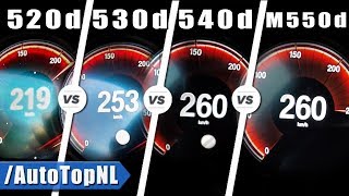 BMW 520d vs 530d vs 540d vs M550d ACCELERATION amp TOP SPEED by AutoTopNL [upl. by Sarene577]