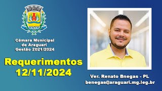 Requerimentos Vereador Renato Bnegas 12112024 [upl. by Cardew]