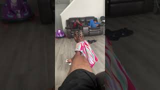 She putting her sock on socks trending babyshorts funny family [upl. by Crispas]