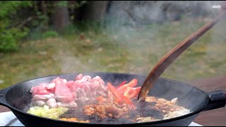 Fatty Pork Fried Rice【Cast Iron Skillet】 [upl. by Thorne]