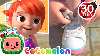 Tie Your Shoes Song  CoComelon  Kids Cartoons amp Nursery Rhymes  Moonbug Kids [upl. by Kokoruda]