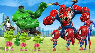 FAMILY HULK VS FAMILY IRON SPIDERMAN V2 Rescue Hulk Spiderman  LIVE ACTION STORY [upl. by Peony861]