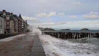 Grande marée  4 mars 2022  SaintMalo le Sillon [upl. by Lledyr732]