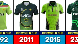 Evolution of Pakistans World Cup Jersey 1975  2023 [upl. by Hanej]