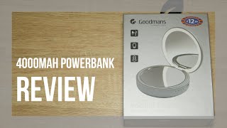 Goodmans 4000mAh Mirror Powerbank with Bright LED Light Review [upl. by Kuster145]