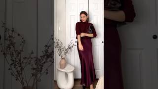 How to style a satin slip skirt ♥️ Burgundy Inspo fallfashion autumnoutfits fallwardrobe styling [upl. by Ginger]