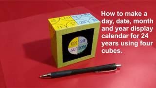 DIY Perpetual Day Date Month amp Year display calendar with 4 cubes [upl. by Clotilda]