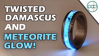 Making a METEORITE GLOW ring with Damascus Steel [upl. by Einneg912]